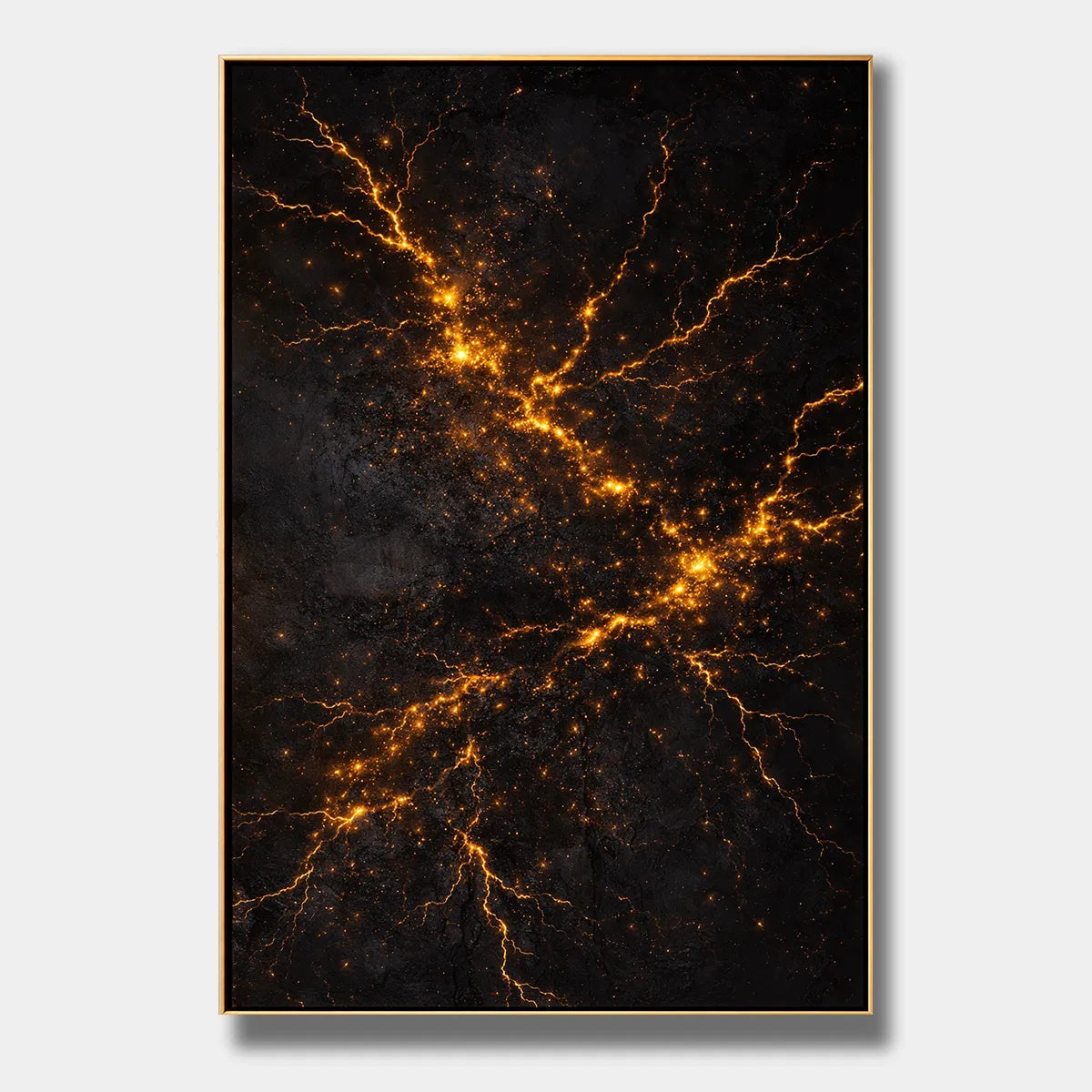 Golden Voltage-Black Abstract Painting AP#0619