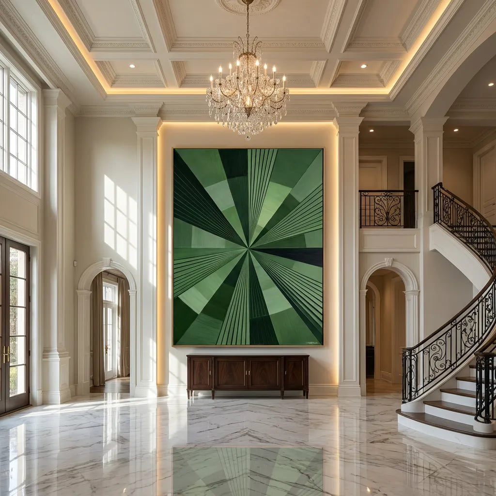 Green Geometric Abstract Painting AP#0650