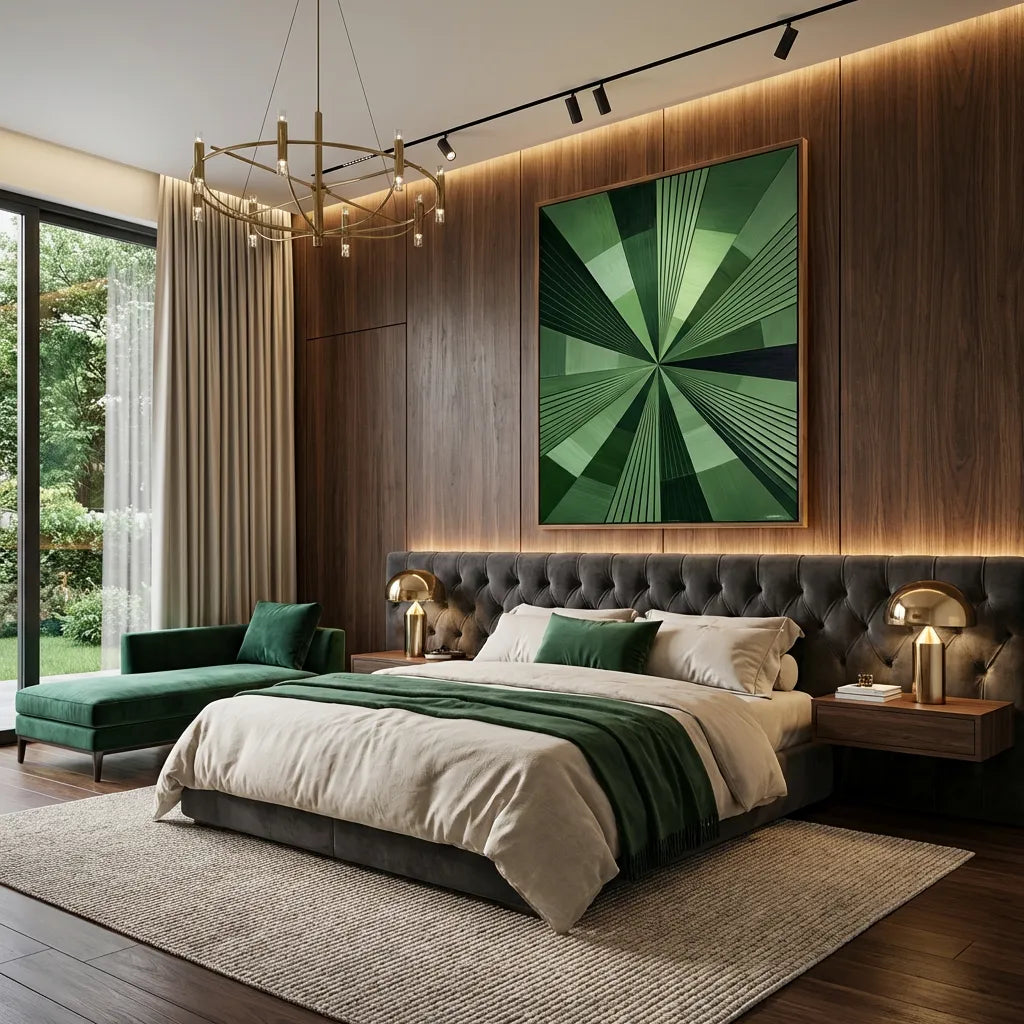 Green Geometric Abstract Painting AP#0650