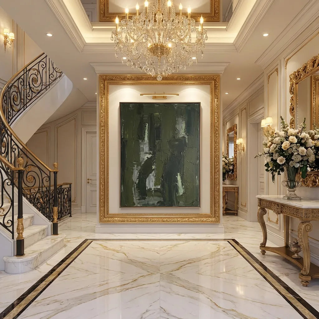 Green Structural Abstract Painting AP#0654