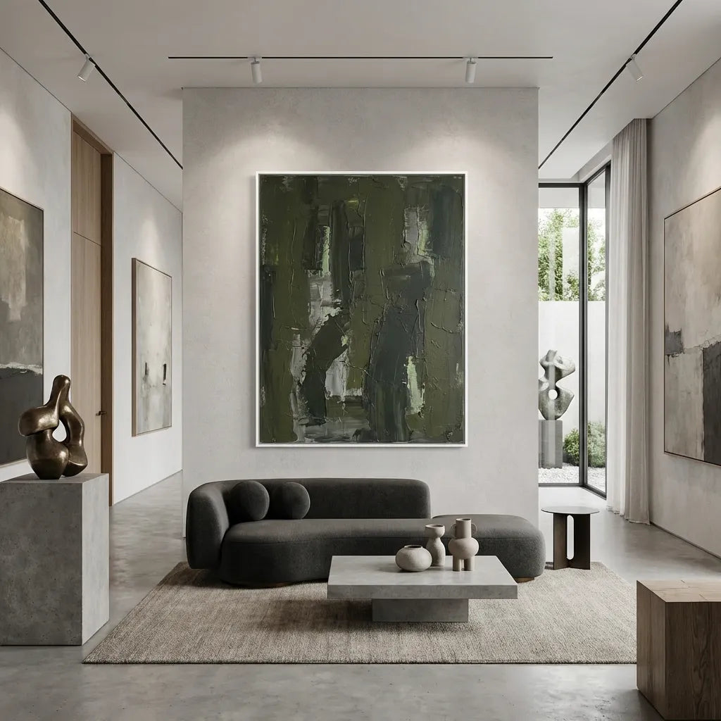Green Structural Abstract Painting AP#0654