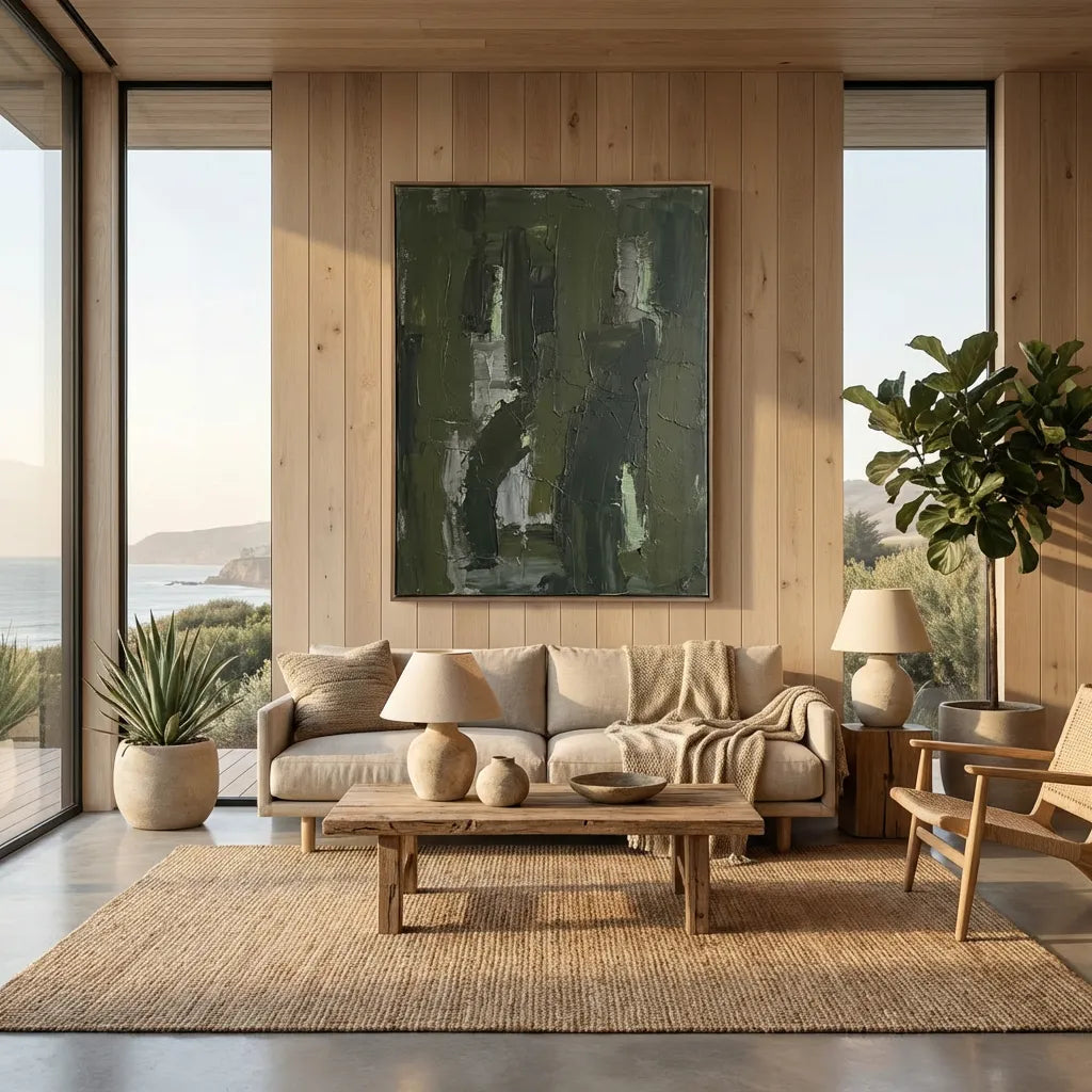 Green Structural Abstract Painting AP#0654