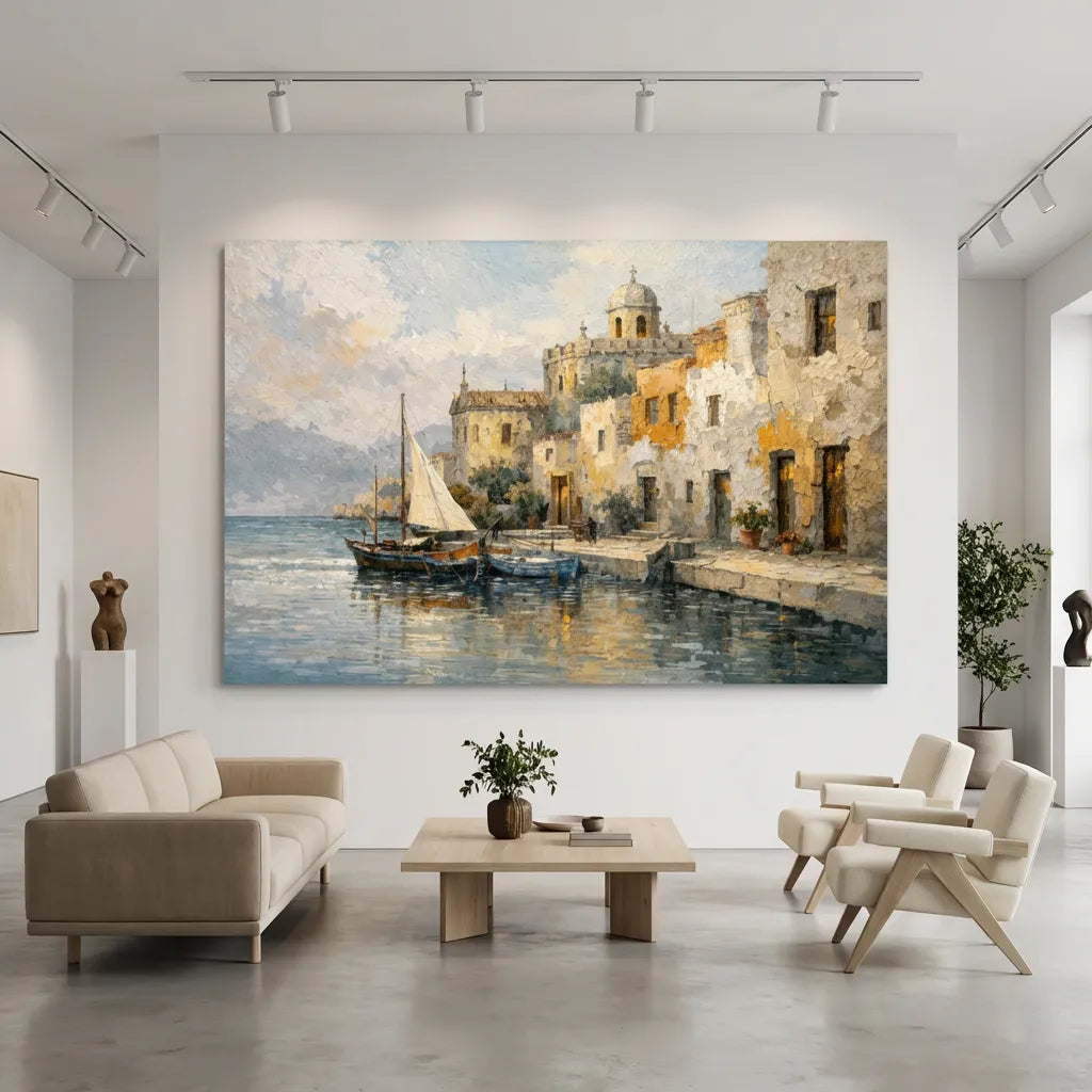 Harbor Light-Mediterranean Coastal Painting AP#0638