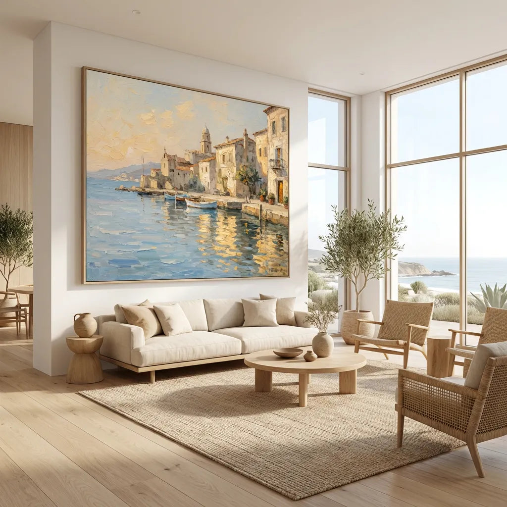 Harbor Light-Mediterranean Coastal Painting AP#0638