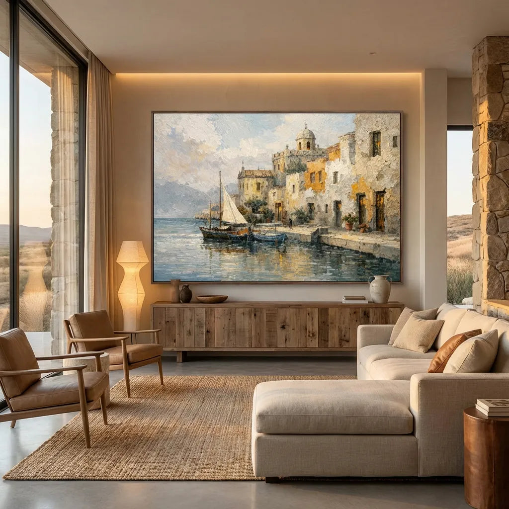 Harbor Light-Mediterranean Coastal Painting AP#0638