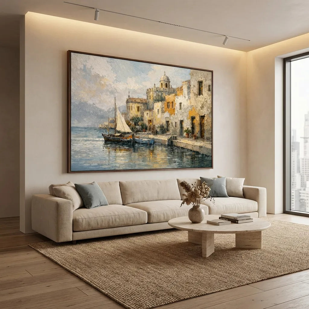 Harbor Light-Mediterranean Coastal Painting AP#0638