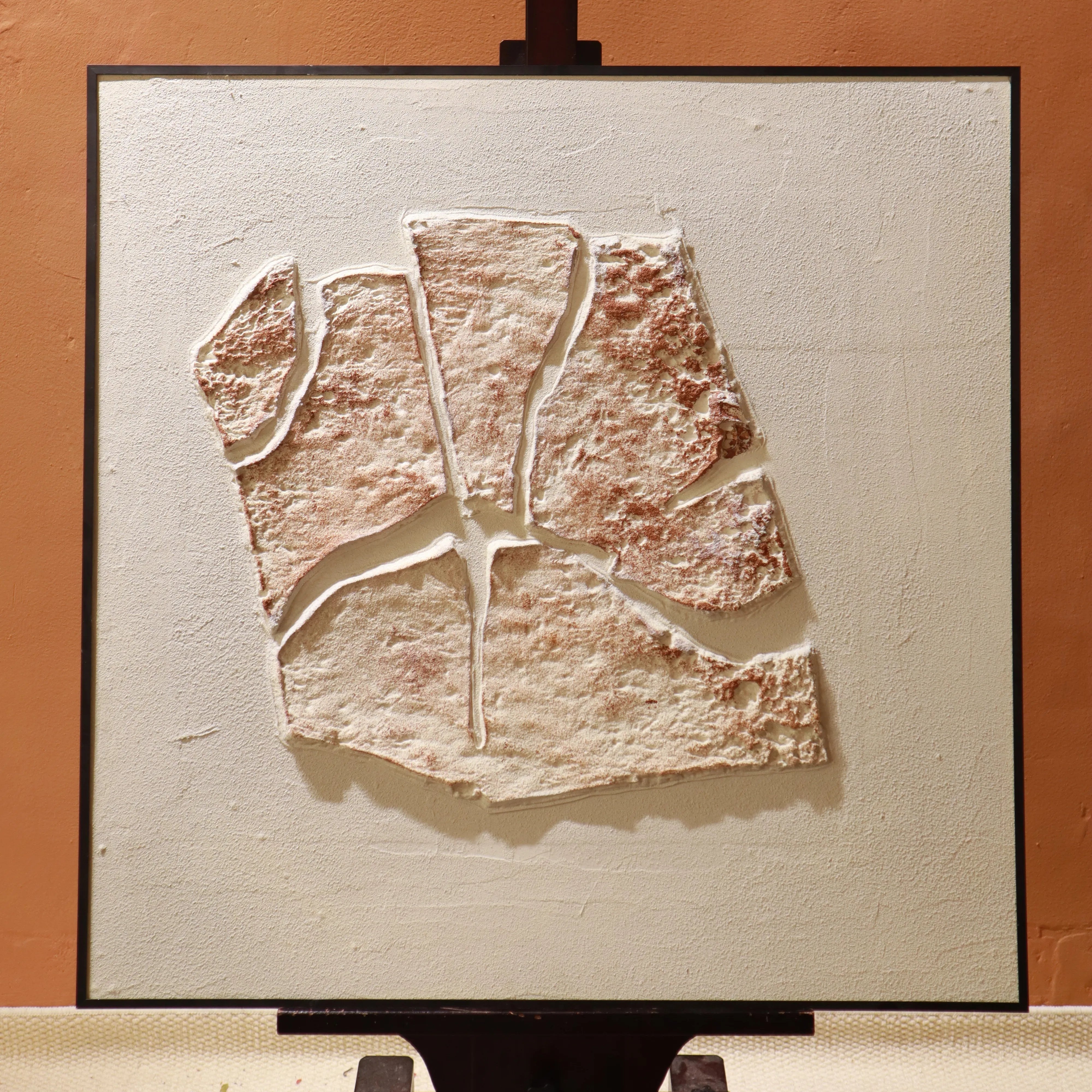 Pink Textured Relief Abstract Painting PM#3687