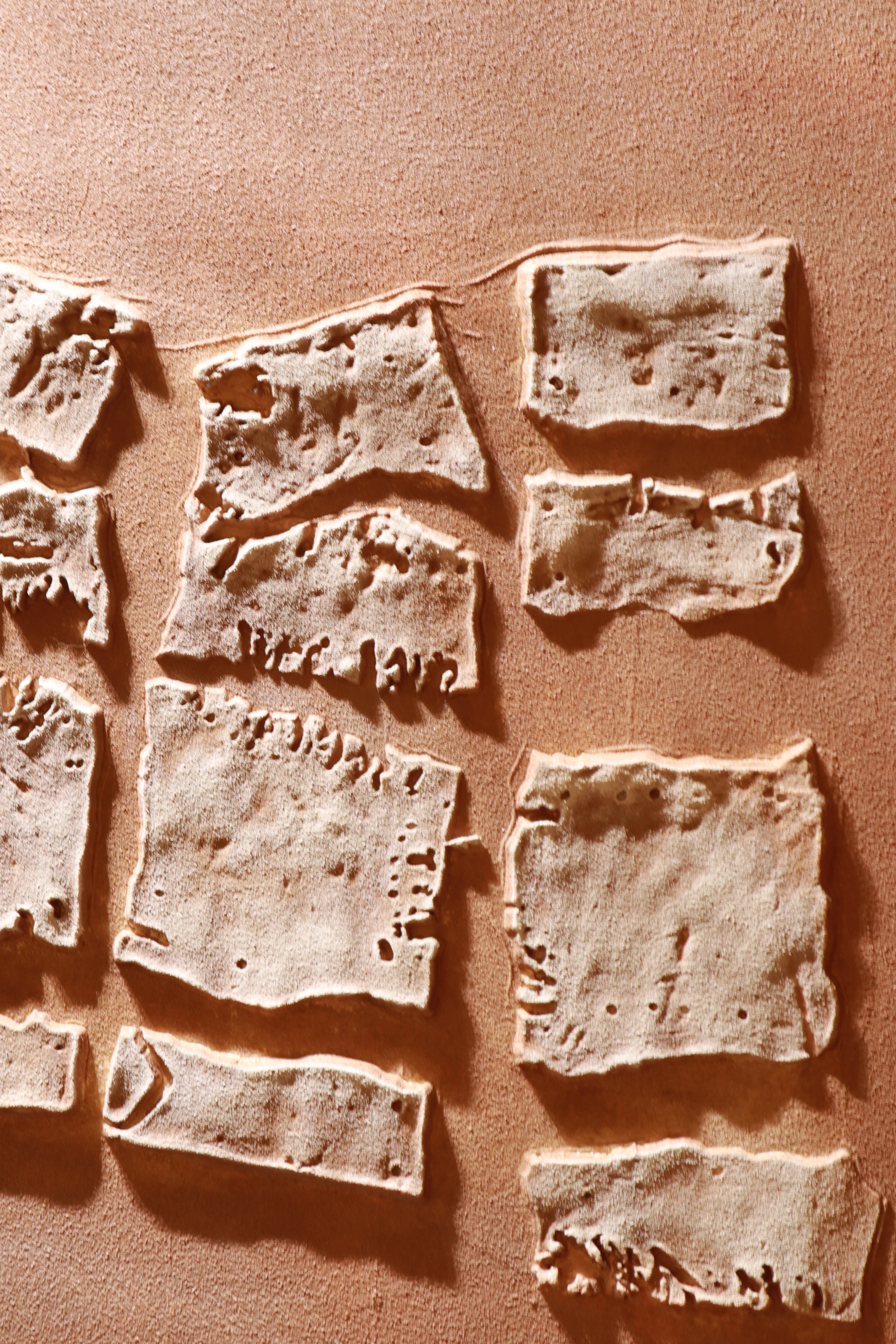 Ancient Tablet-Inspired 3D Textured Abstract Art PM#3605
