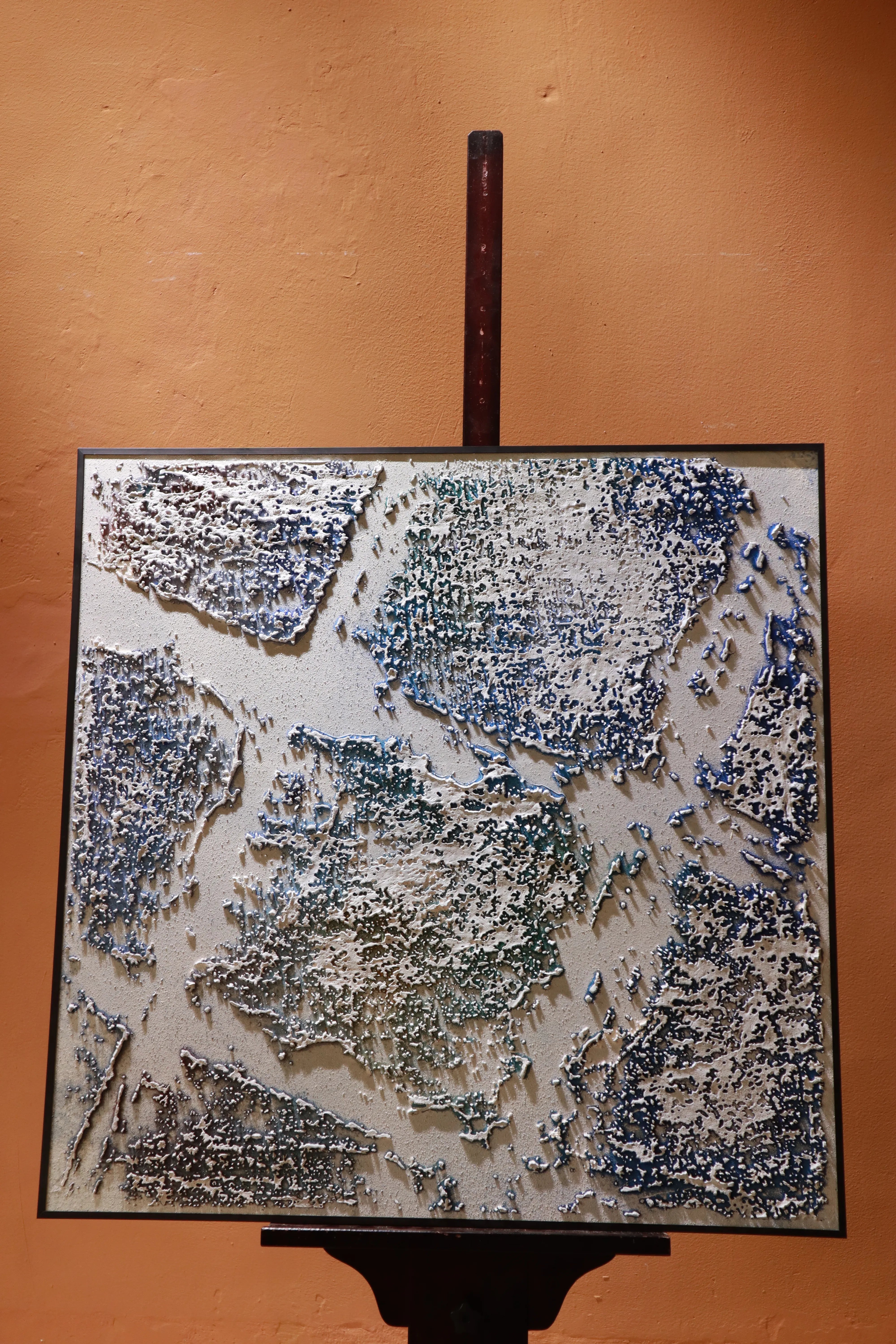 Glacial Ice Blue Textured Abstract Art PM#3607