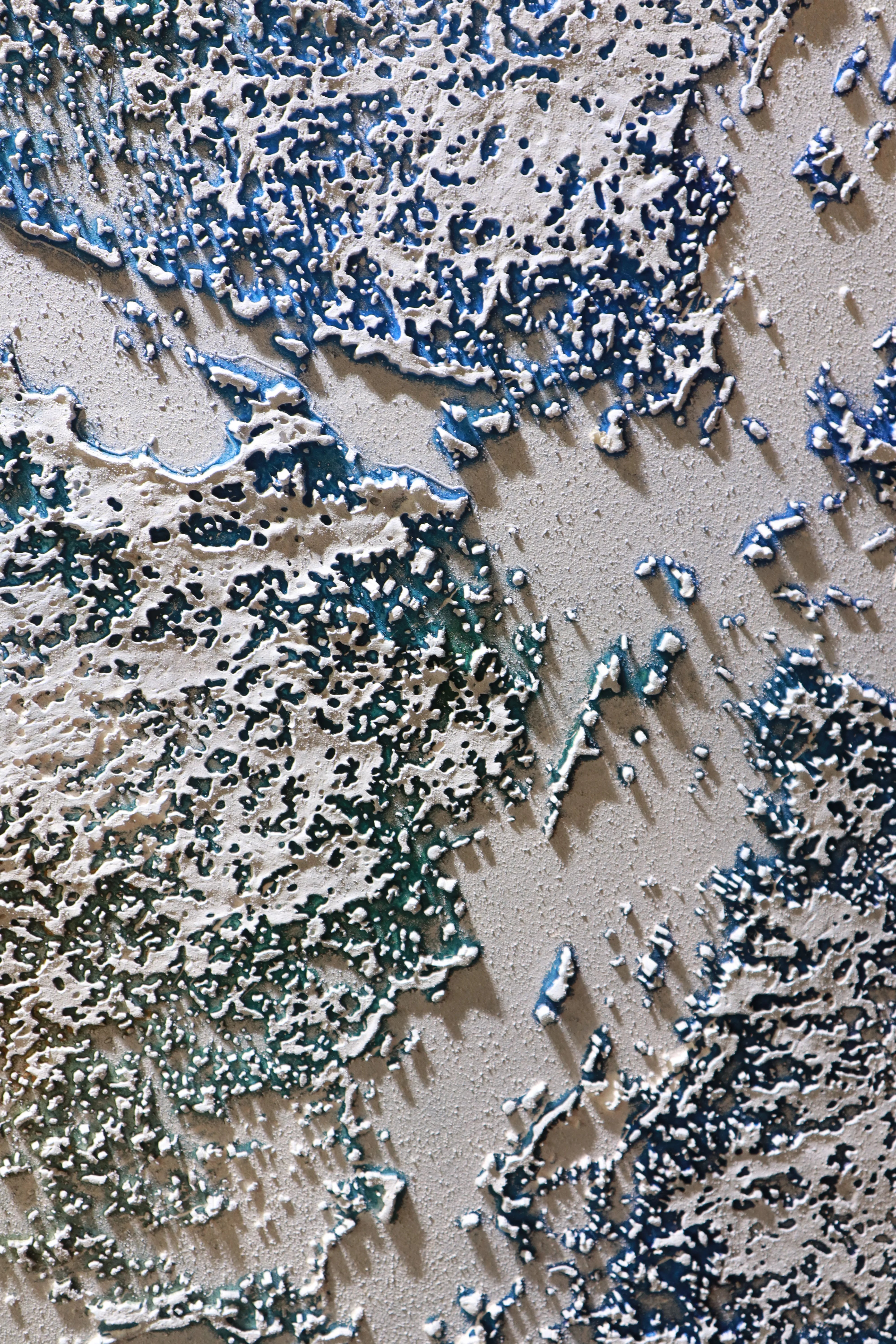 Glacial Ice Blue Textured Abstract Art PM#3607