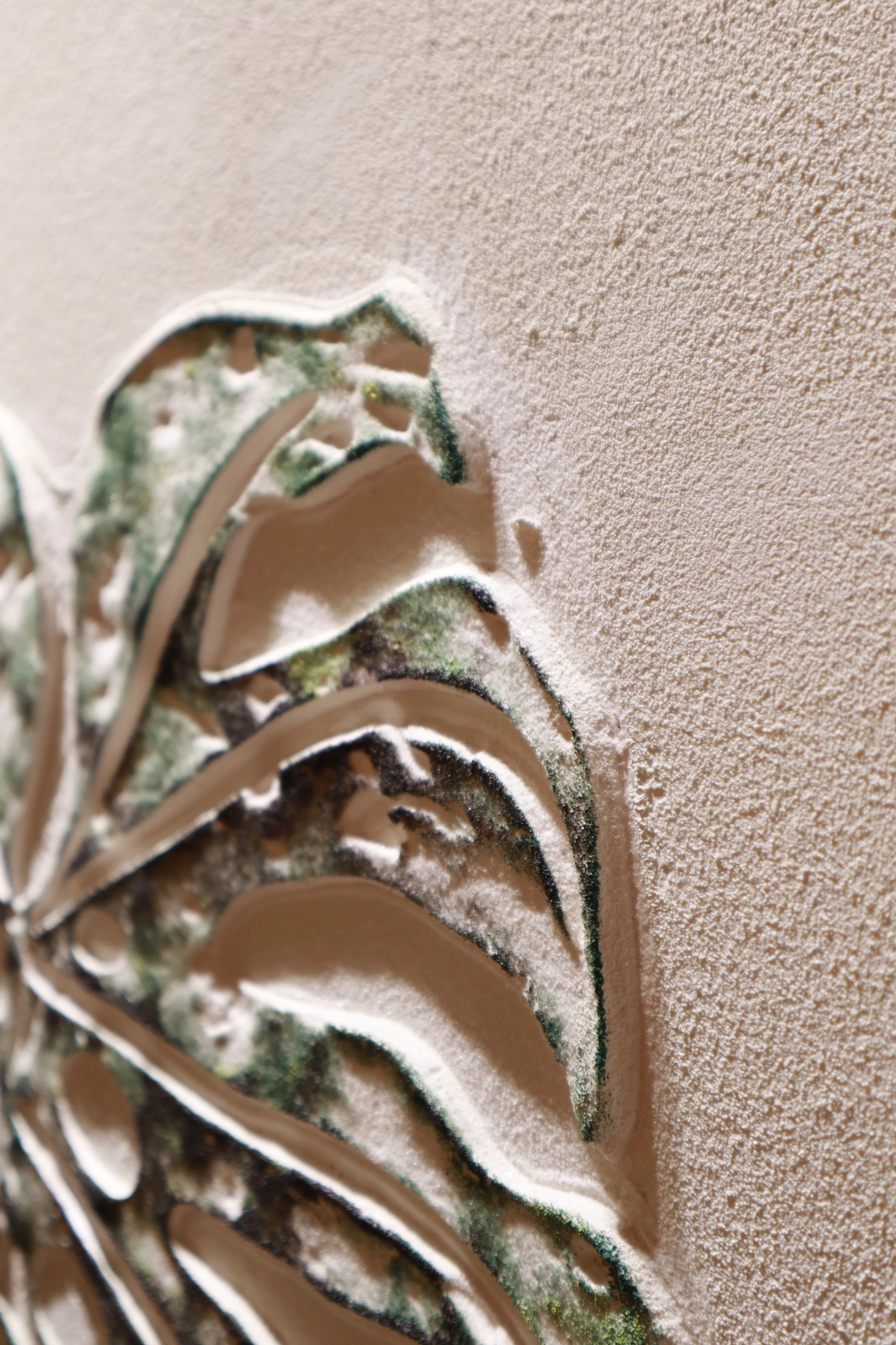 Variegated Monstera Relief Textured Abstract Art PM#3624