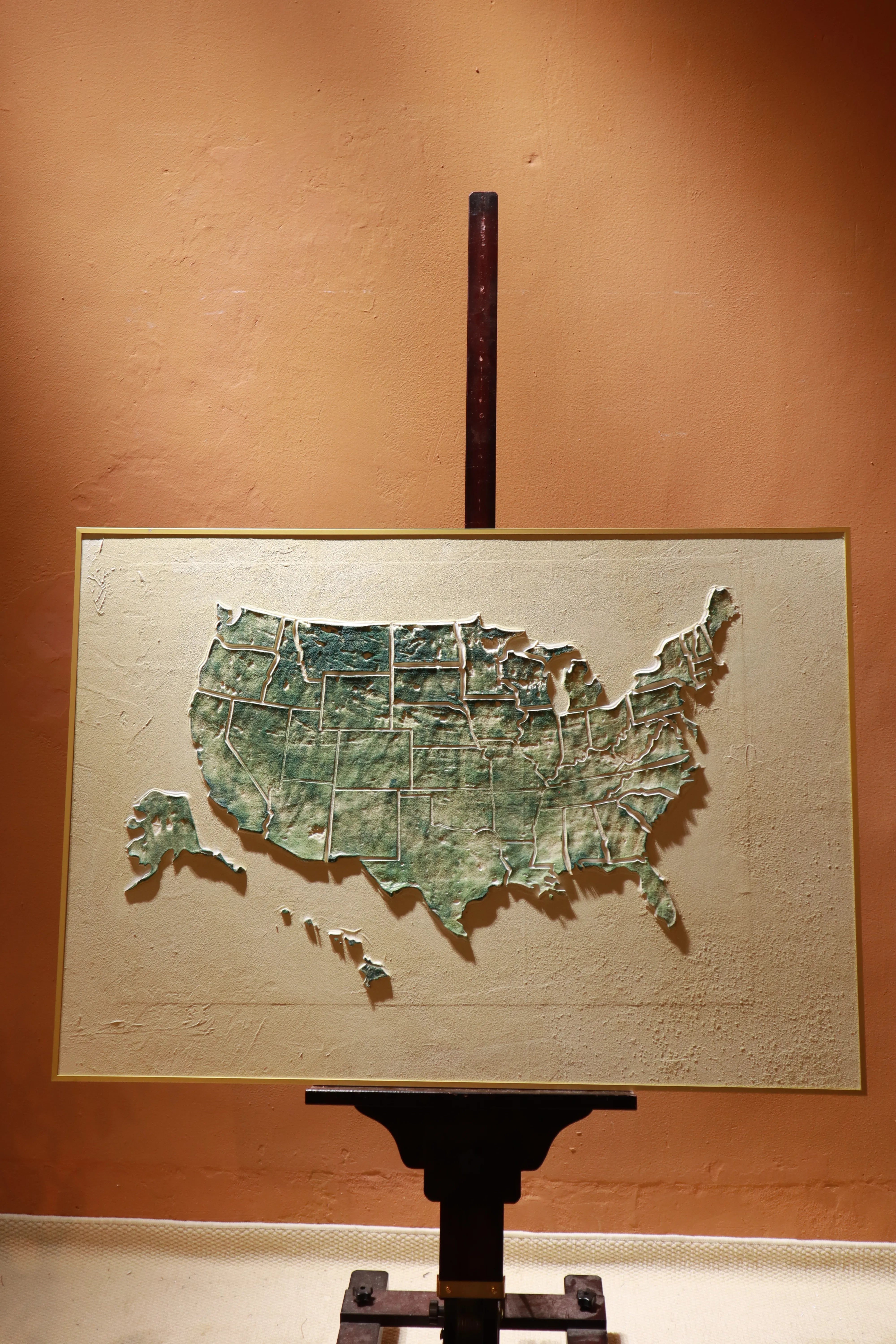 USA Map Textured Relief Art PM#3634