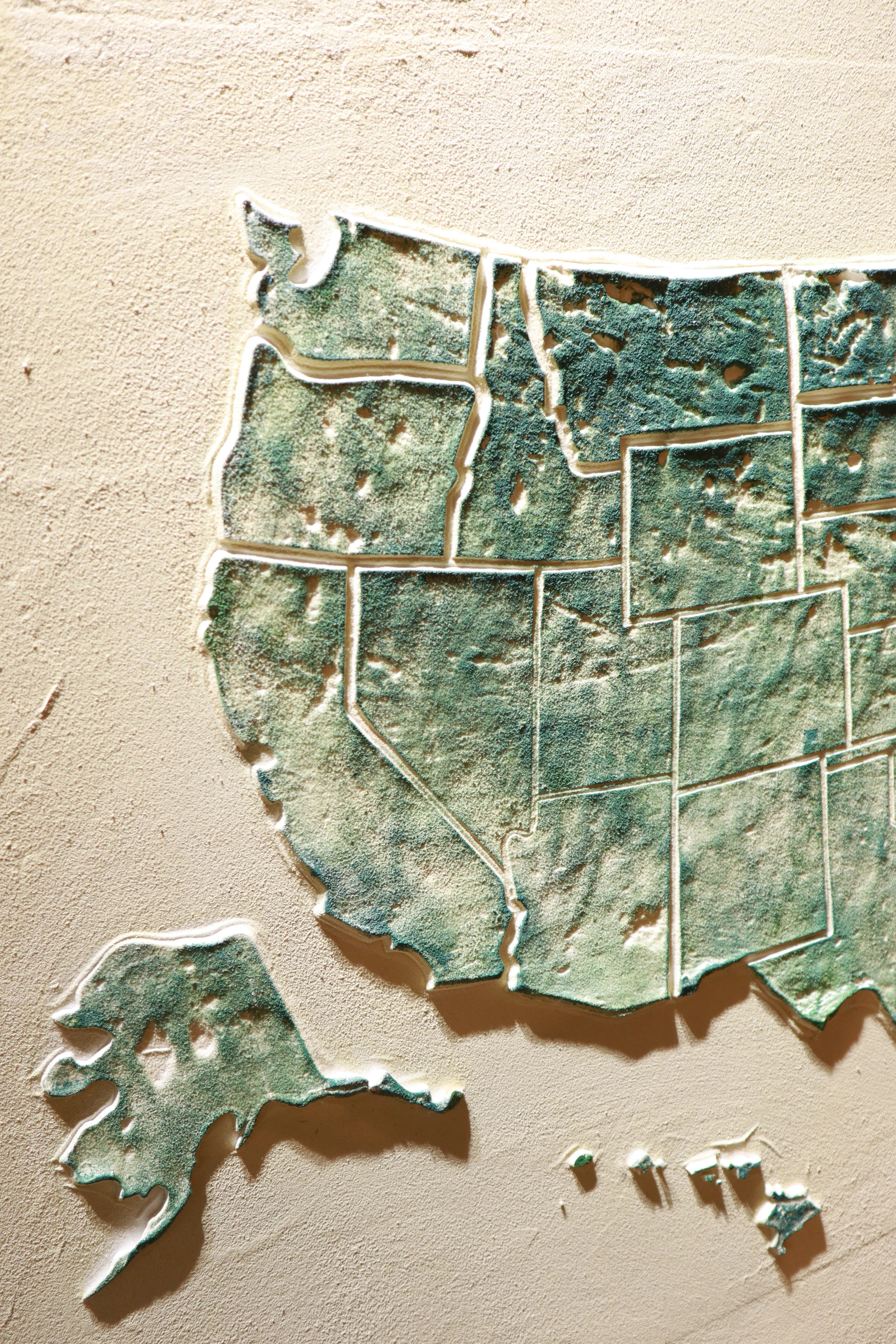 USA Map Textured Relief Art PM#3634