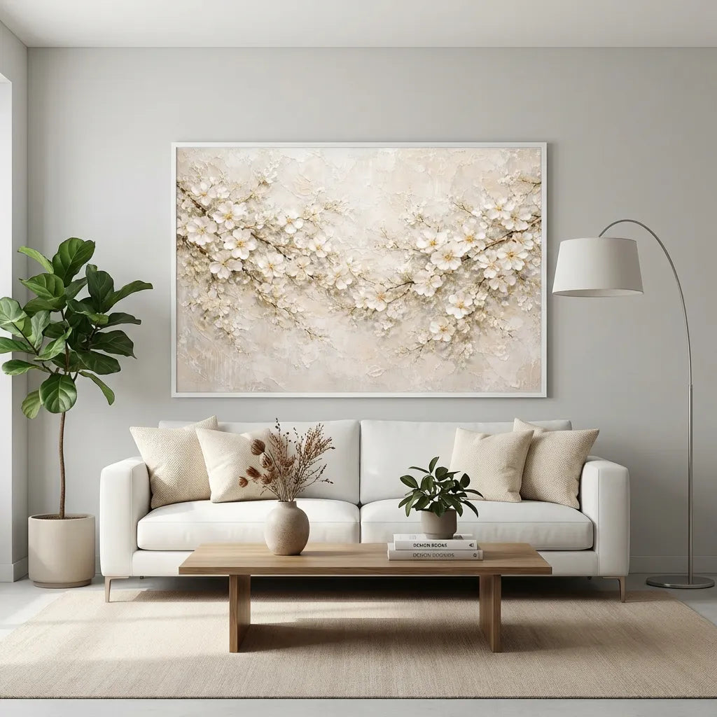 Ivory Cherry Blossom Painting AA#0211