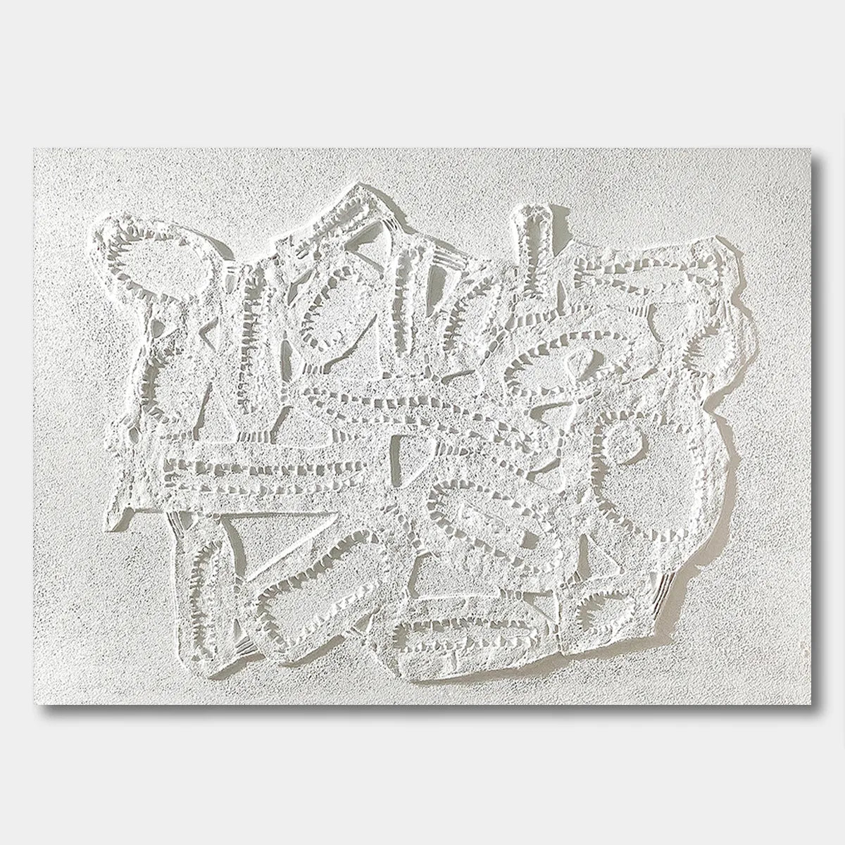 Ivory Rhythm Geometric Relief Abstract Canvas PM#3631