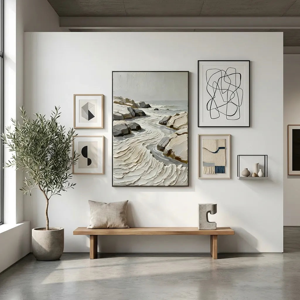 Ivory Shoreline-Neutral Coastal Painting AP#0647