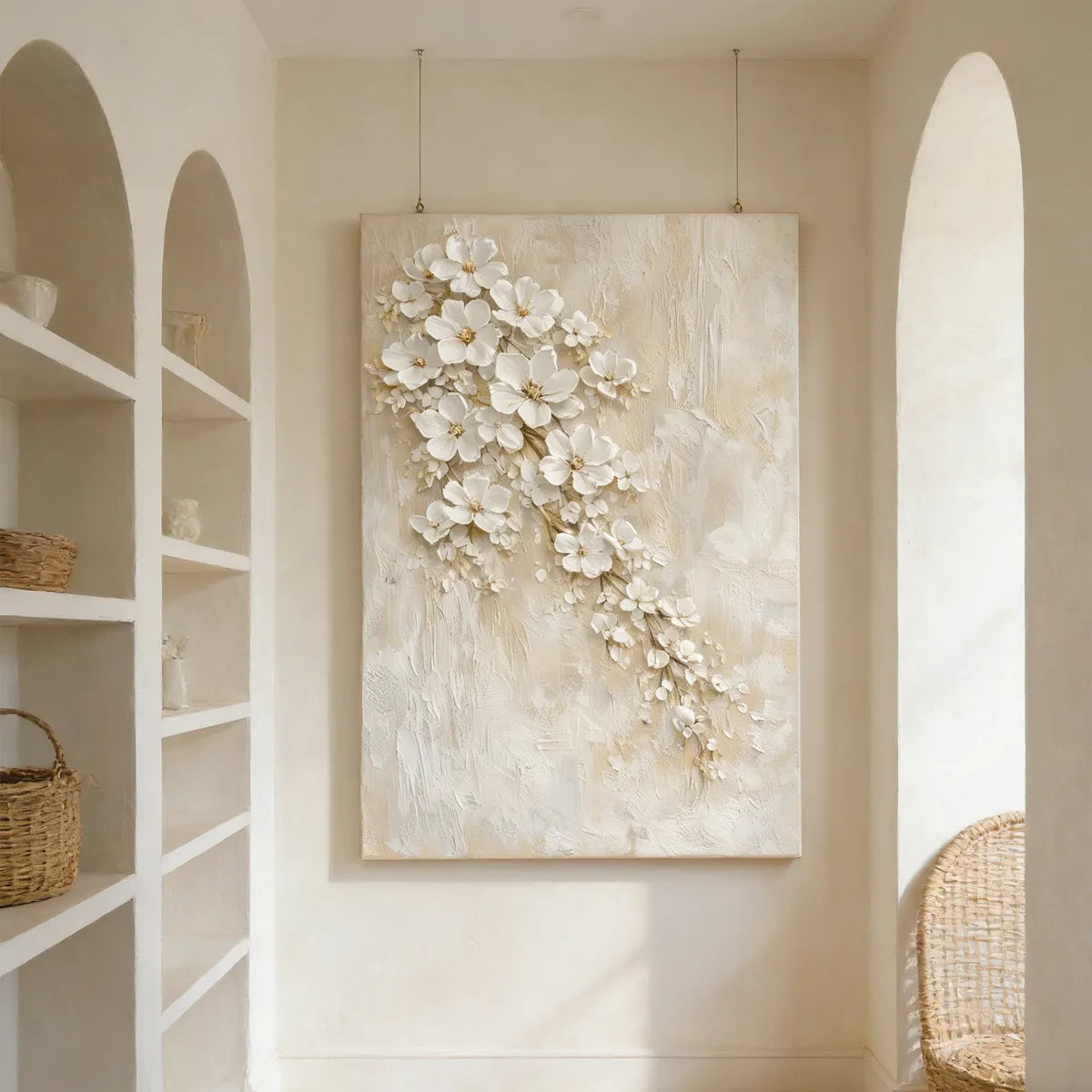 Ivory Textured Blossom Painting AA#0209