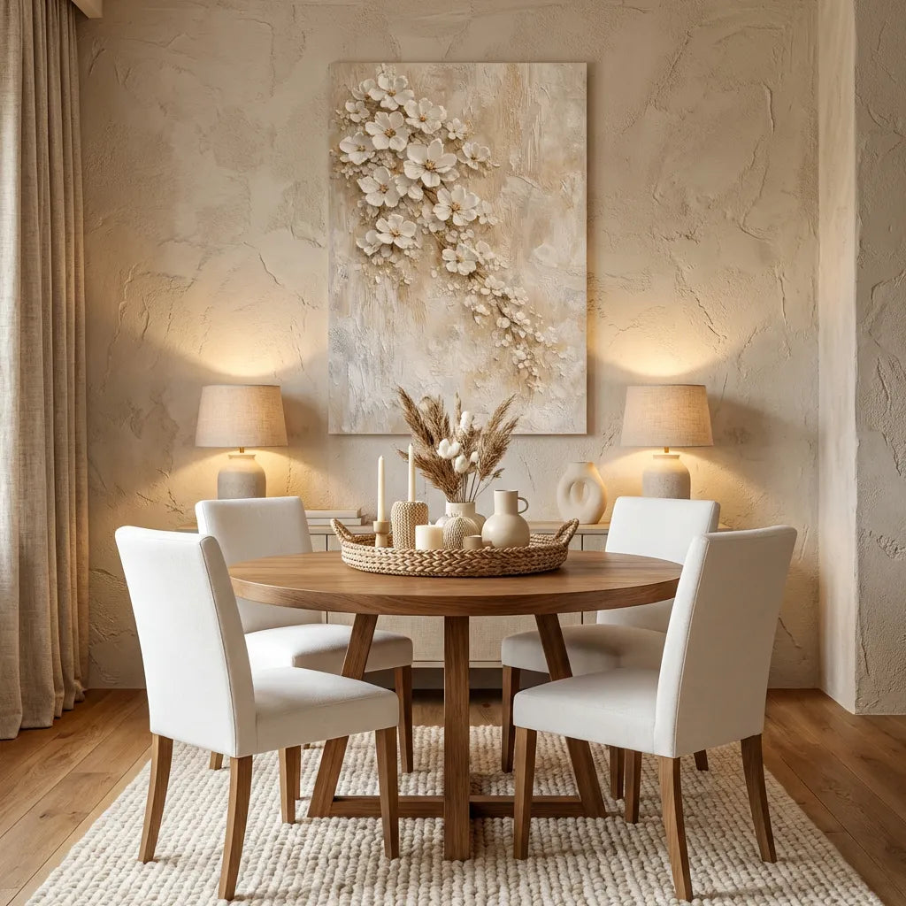 Ivory Textured Blossom Painting AA#0209