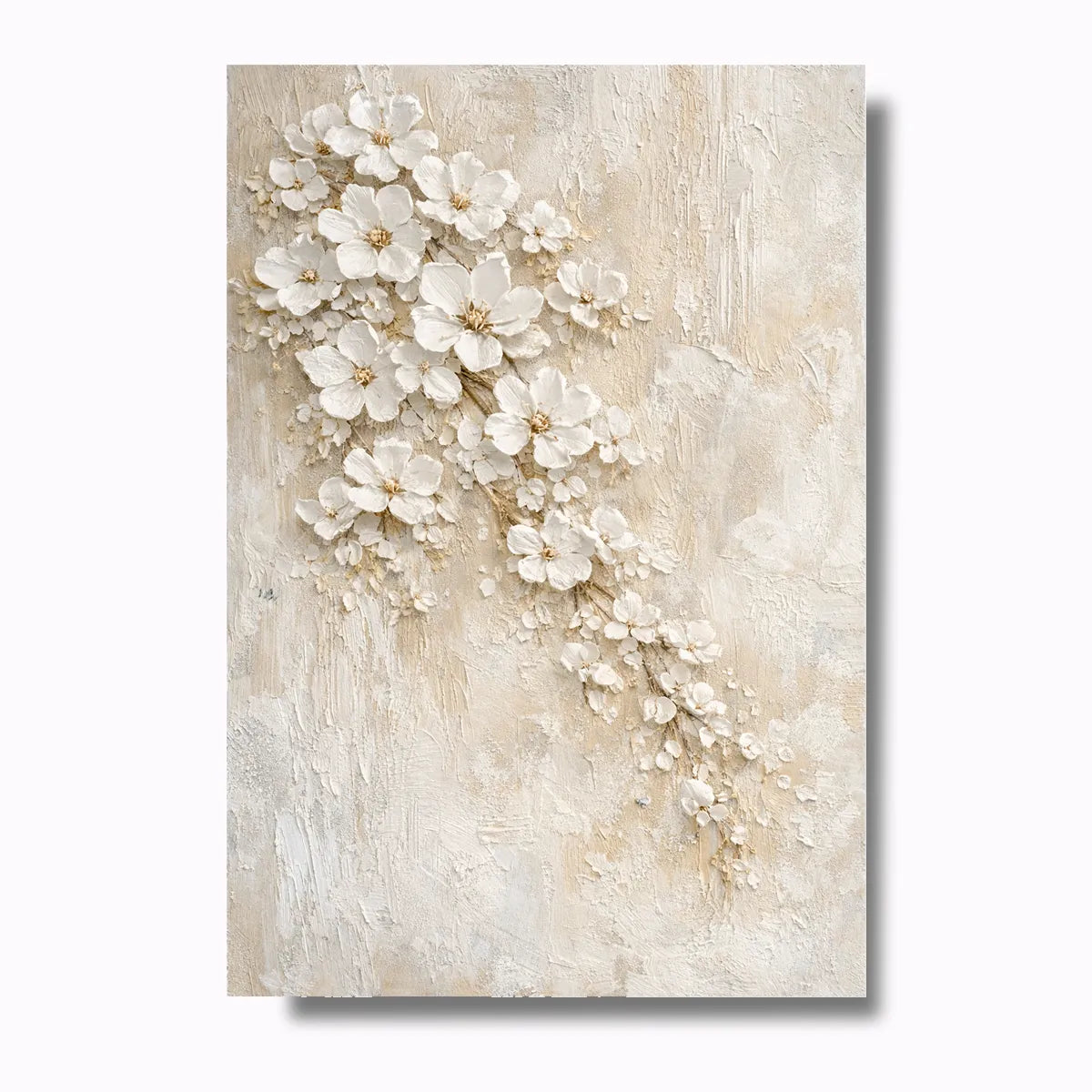 Ivory Textured Blossom Painting AA#0209