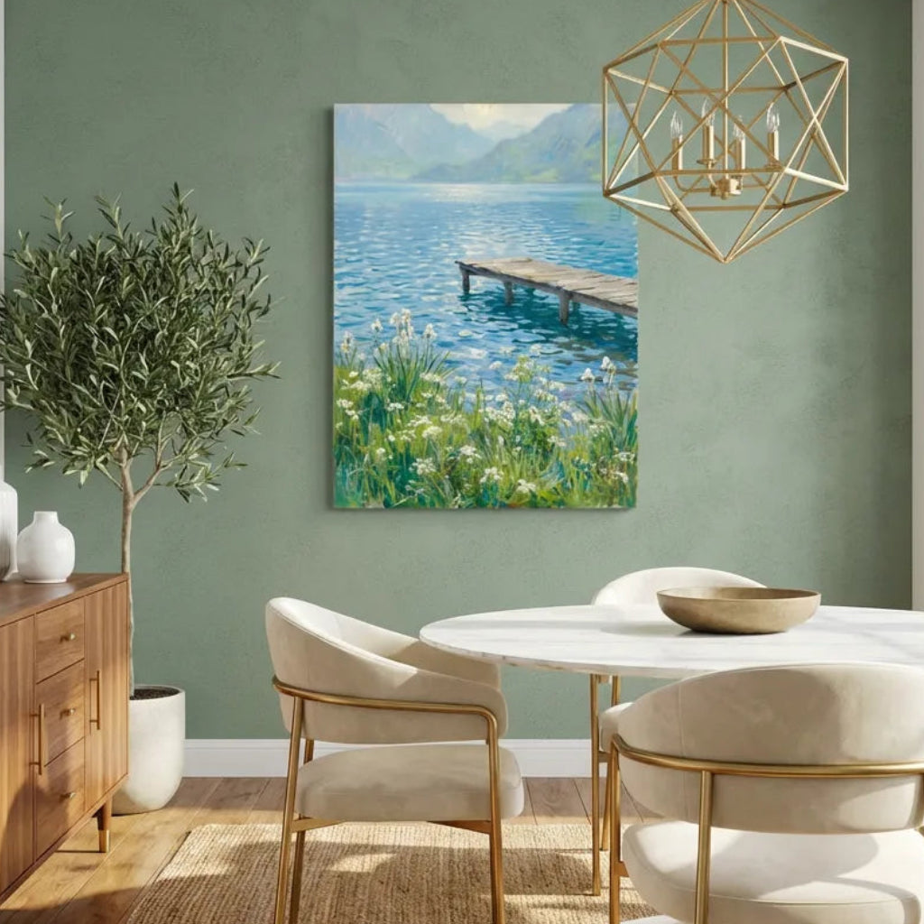 Lakeside Pier Landscape Painting AA#0245