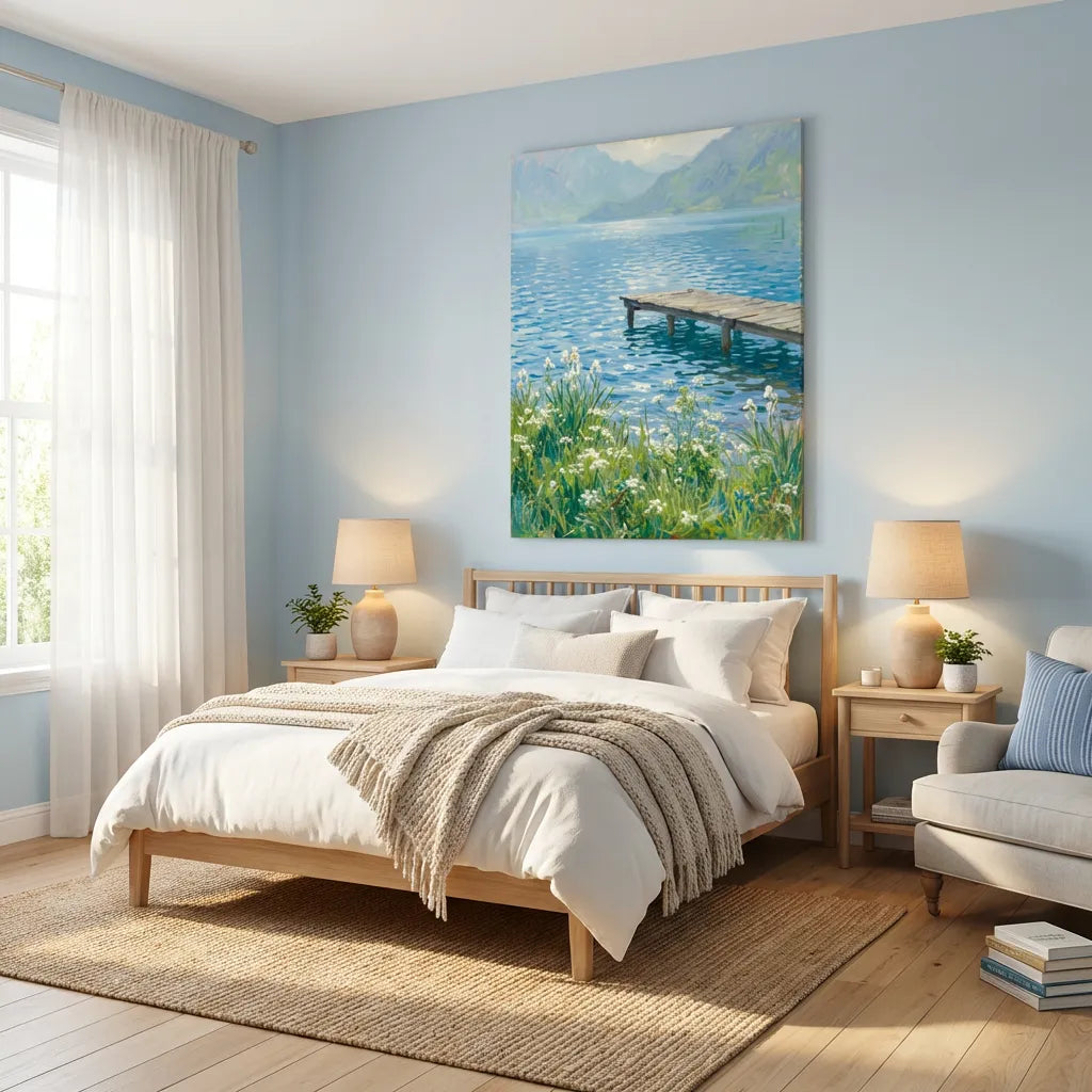 Lakeside Pier Landscape Painting AA#0245