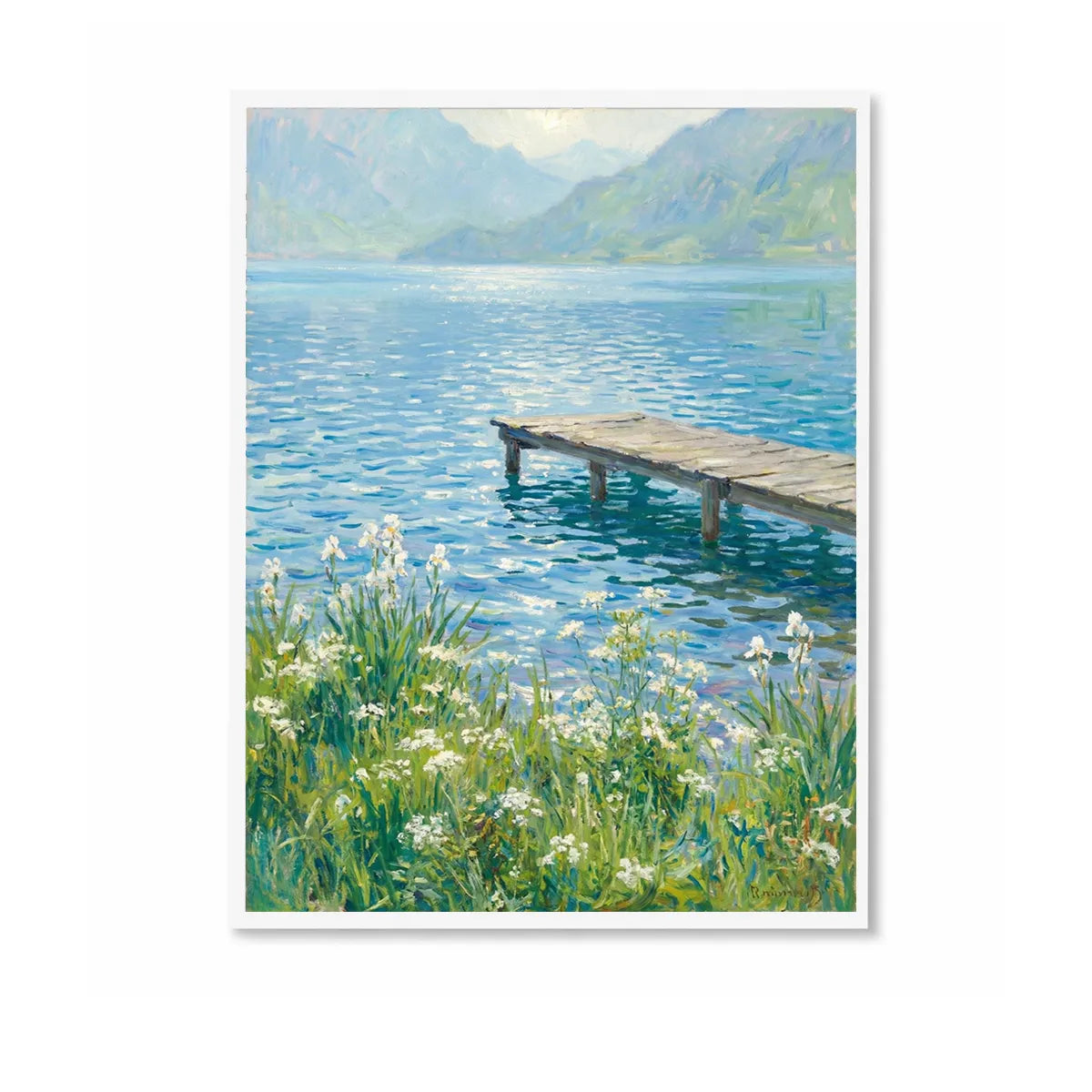 Lakeside Pier Landscape Painting AA#0245