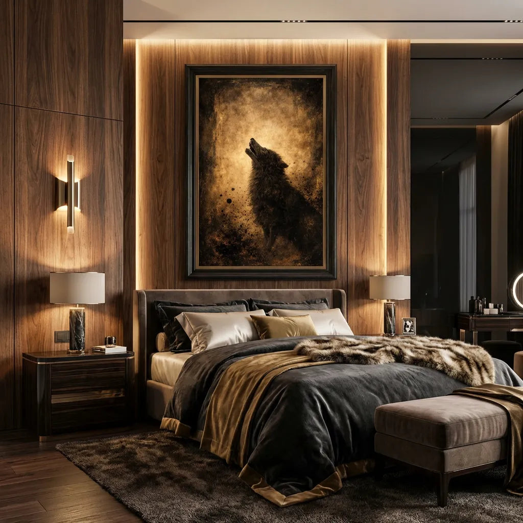 Midnight Echo-Howling Wolf Painting AP#06201