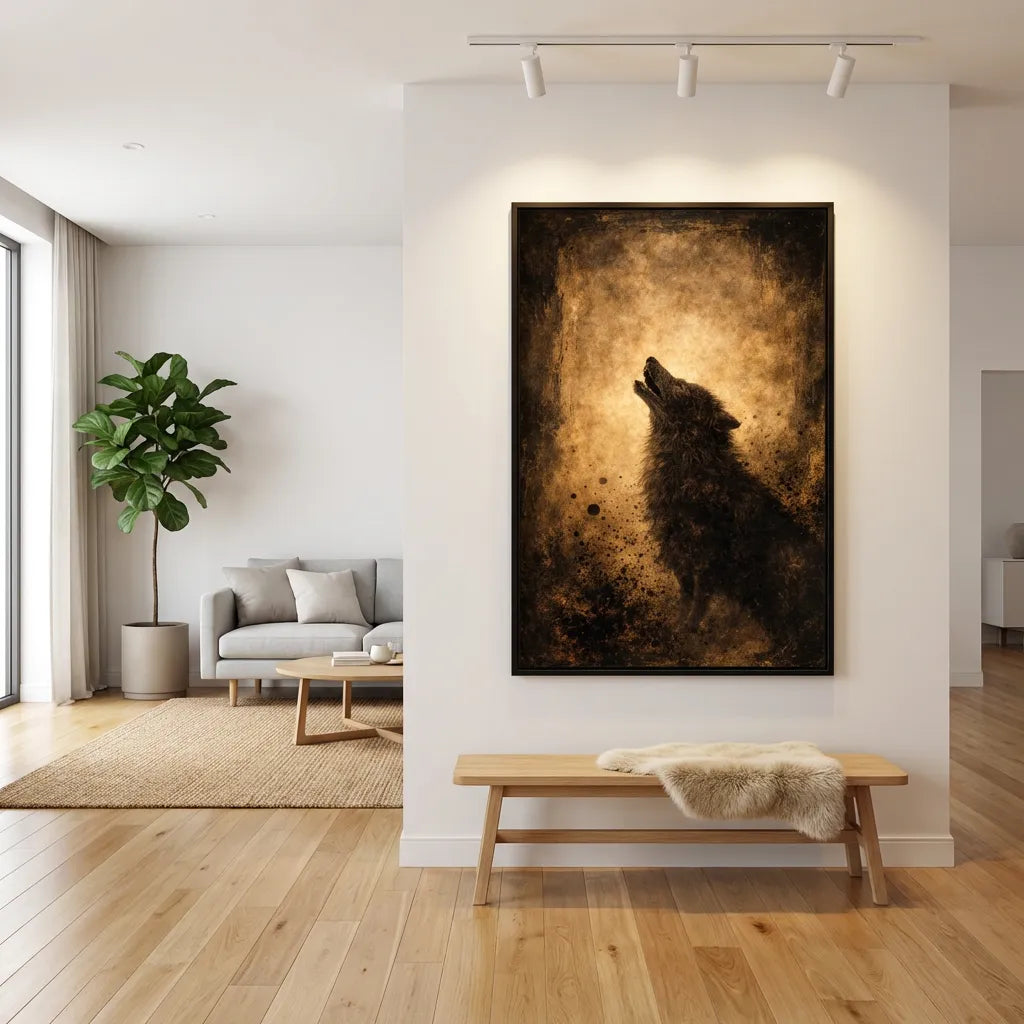 Midnight Echo-Howling Wolf Painting AP#06201