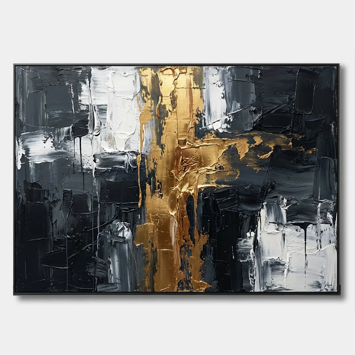 Midnight Gold-Contrast Abstract Painting AP#0657