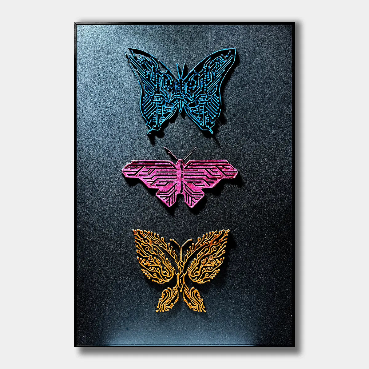 Modern Cyber Butterfly Relief Print YY#1512