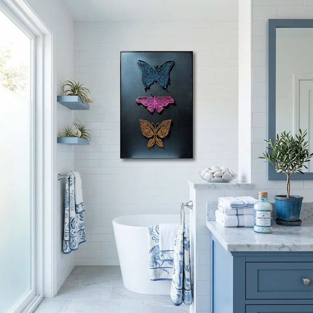 Modern Cyber Butterfly Relief Print YY#1512