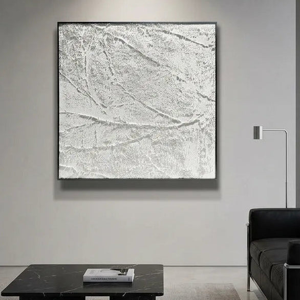 Modern Luxury White Marble Relief Print YY#1533