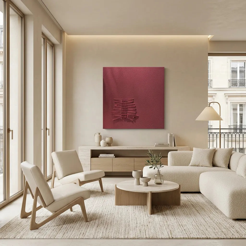 Modern Minimalist Burgundy Relief Print YY#1503