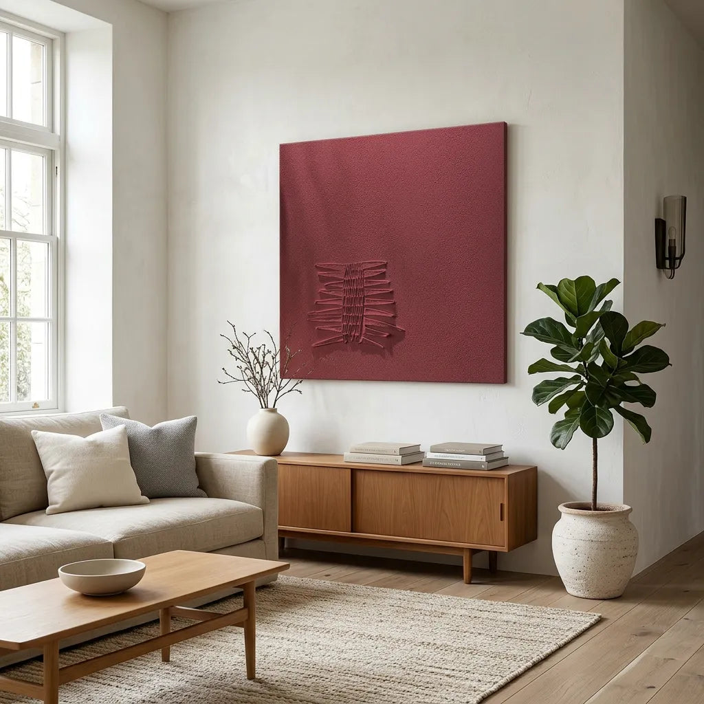 Modern Minimalist Burgundy Relief Print YY#1503