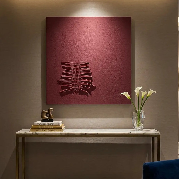 Modern Minimalist Burgundy Relief Print YY#1503
