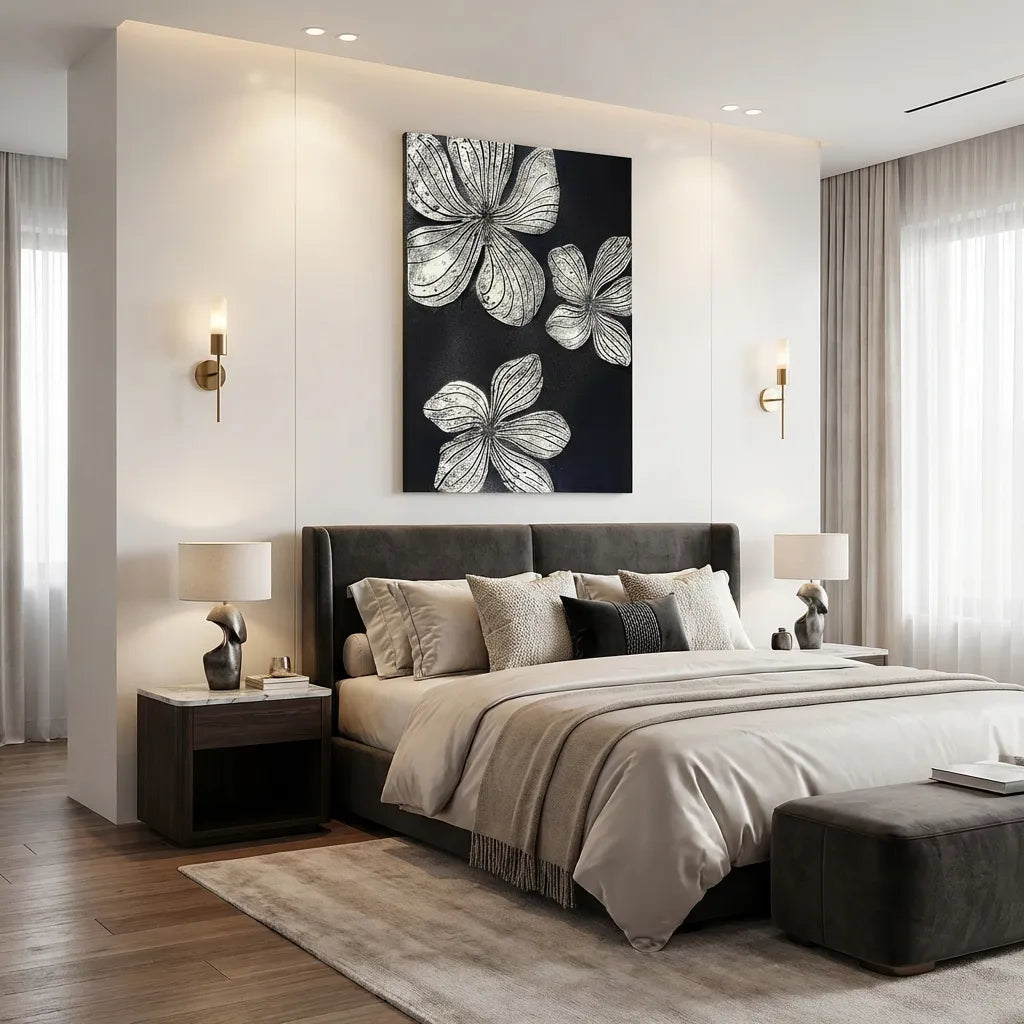 Monochrome Floral Relief Canvas PM#3654