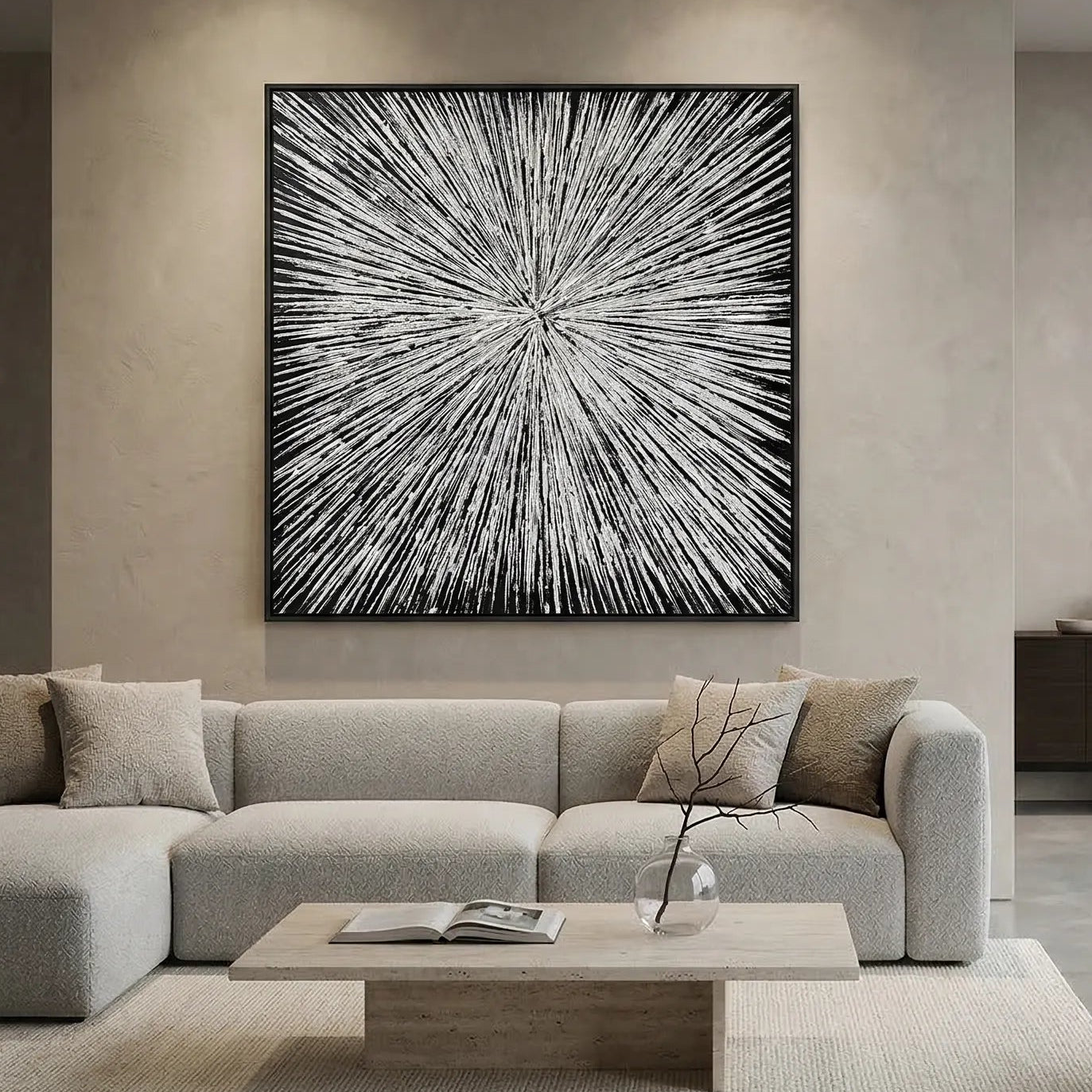 Monochrome Radiant Abstract Painting PM#3119