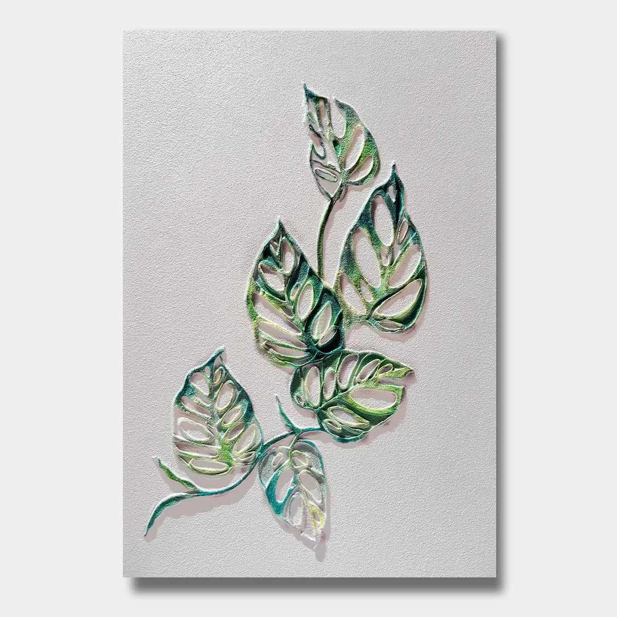 Monstera Leaf Relief Textured Abstract Art PM#3616