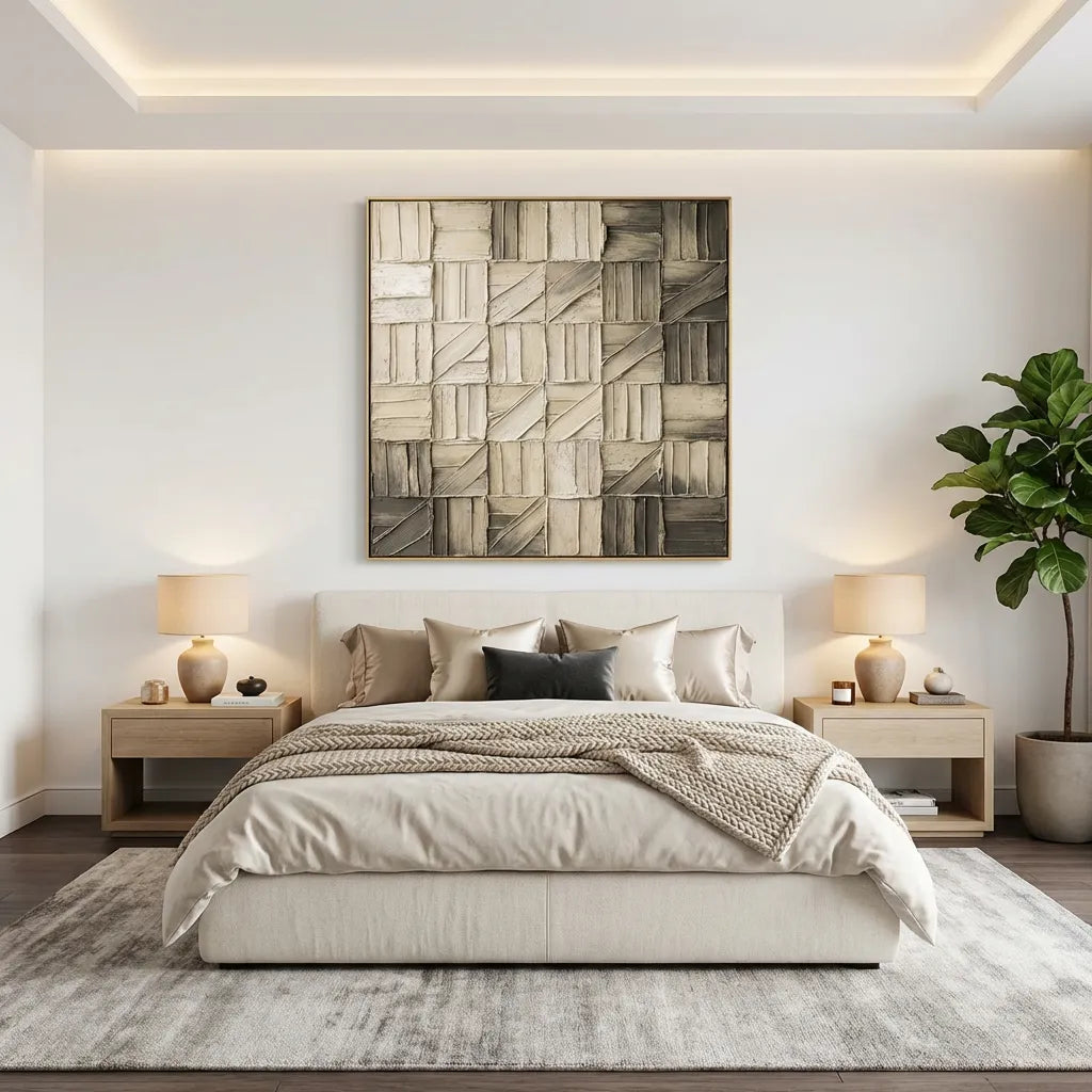 Neutral Geometric Texture Painting AP#0645