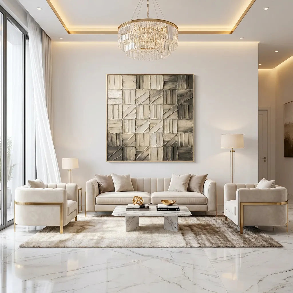 Neutral Geometric Texture Painting AP#0645