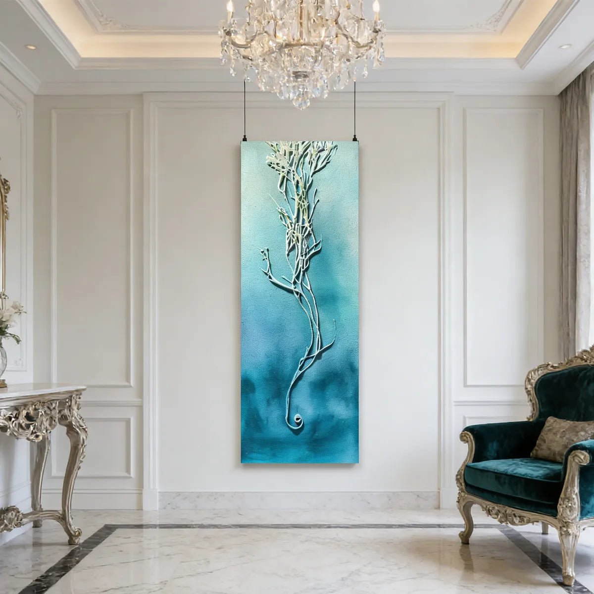 Ocean Whisper Teal Botanical Relief Wall Art PM#3618