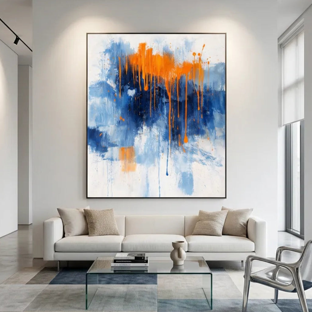 Orange Drip Abstract Painting AP#0601