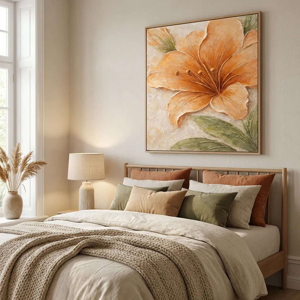 Orange Textured Floral Painting AA#0262