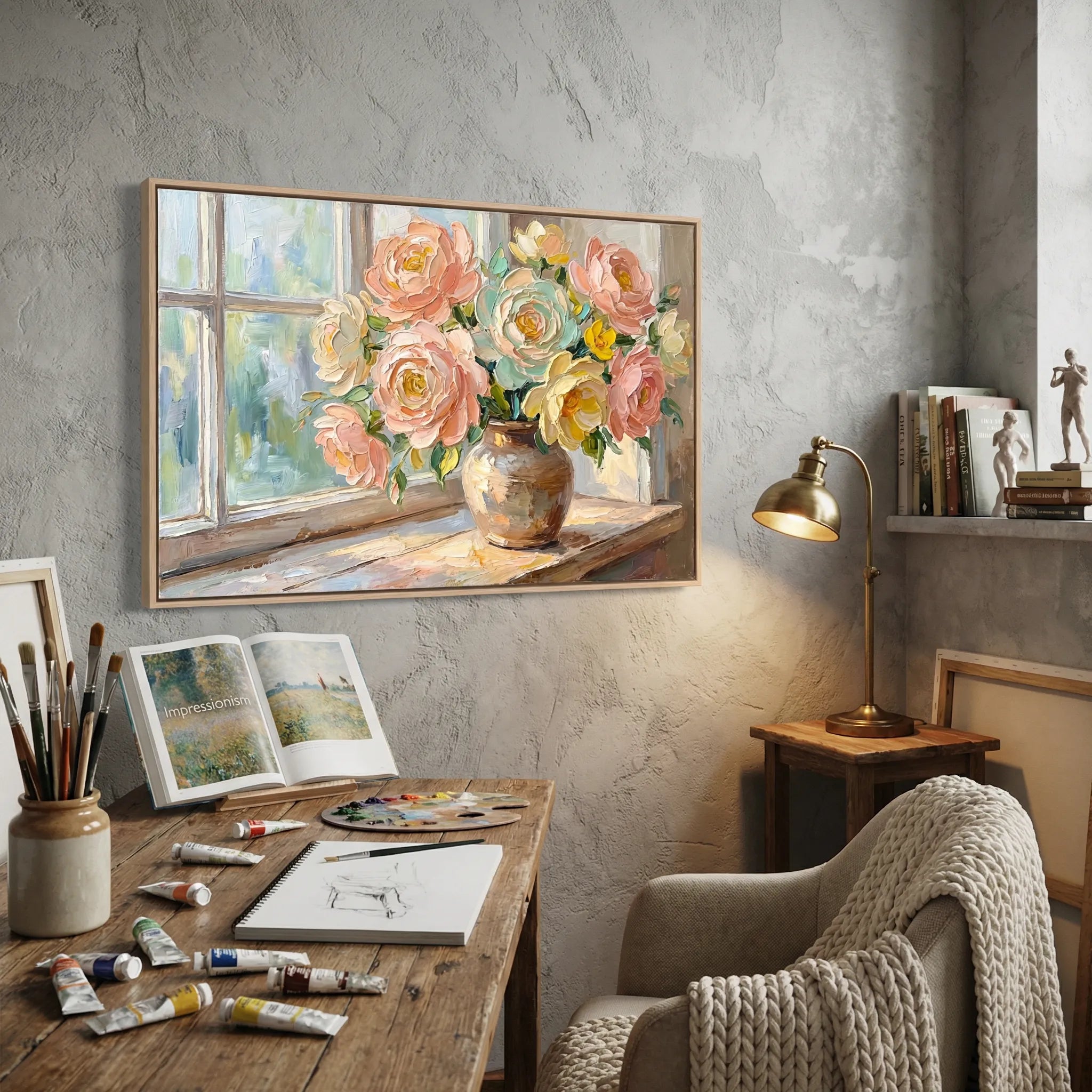 Pastel Rose Window Painting AA#0241