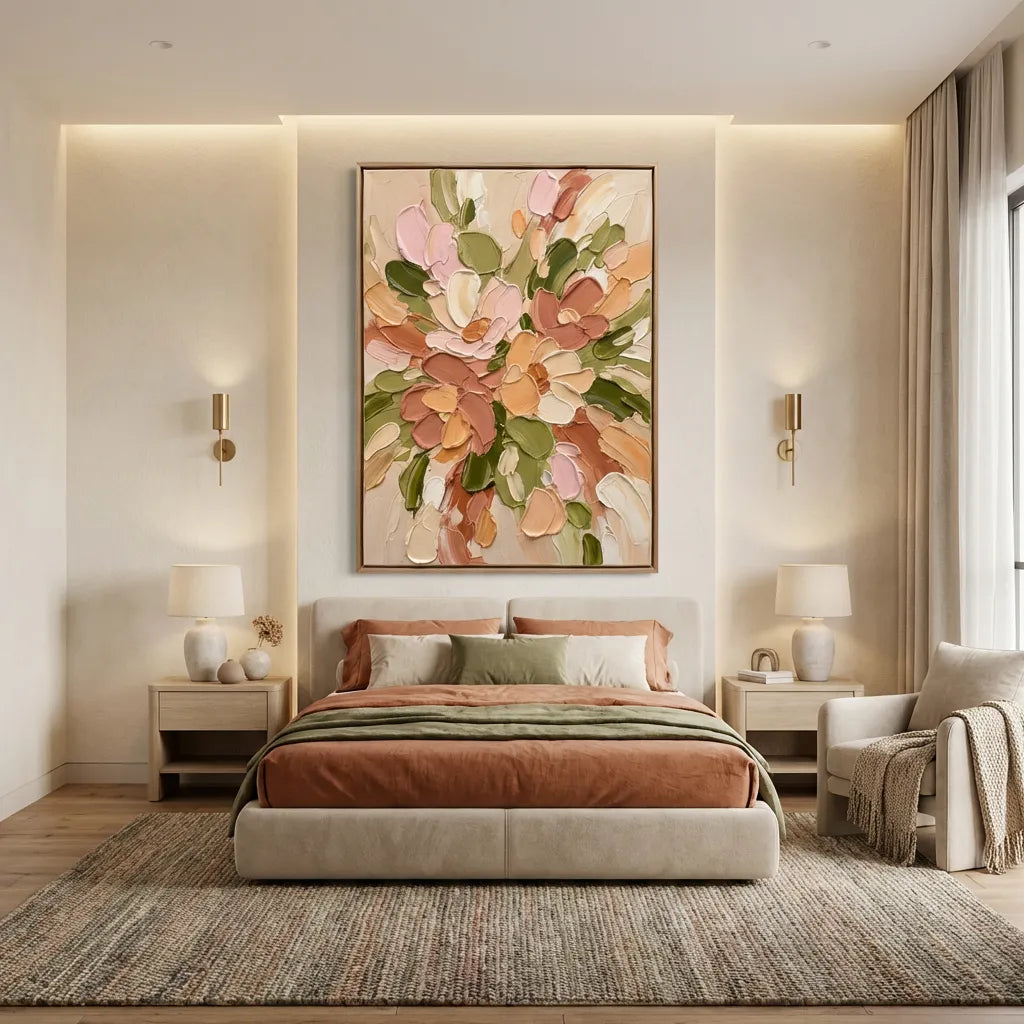 Peach Garden-Blush Floral Texture Painting AP#0655