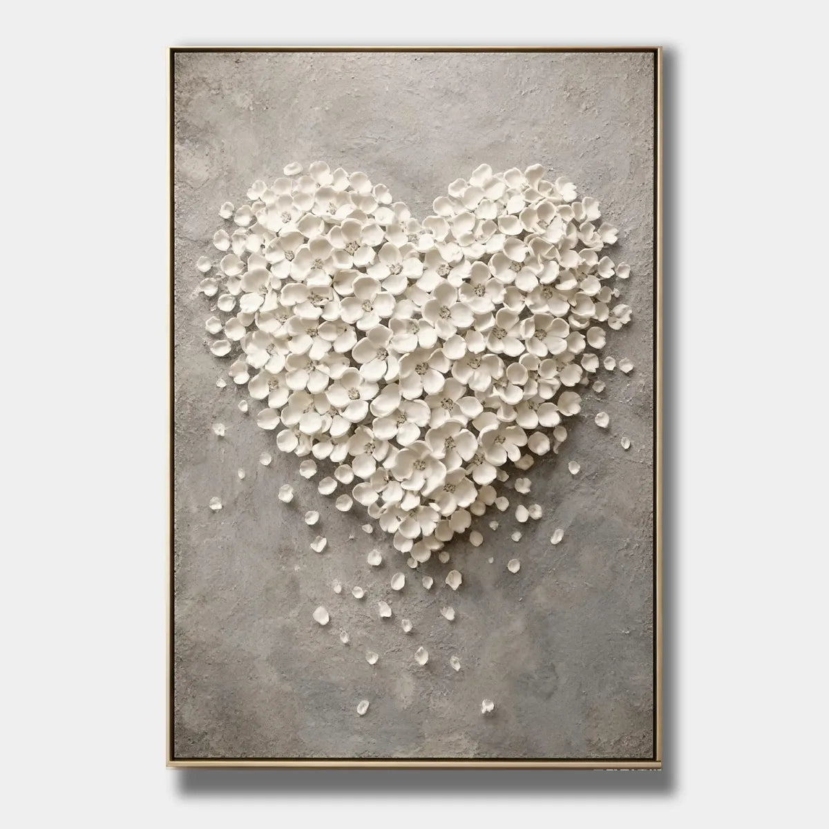 Petal Whisper-White Heart Floral Painting AP#0658