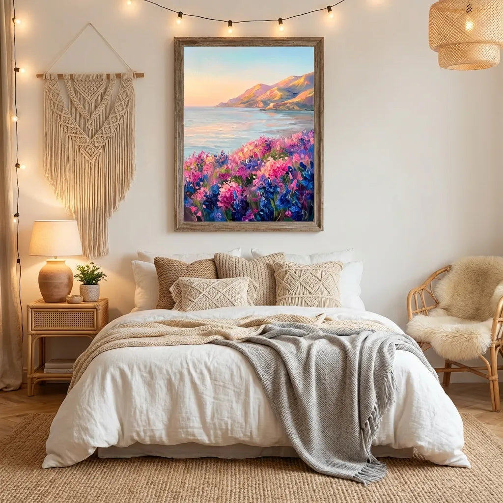 Pink Wildflower Seaside Painting AA#0252