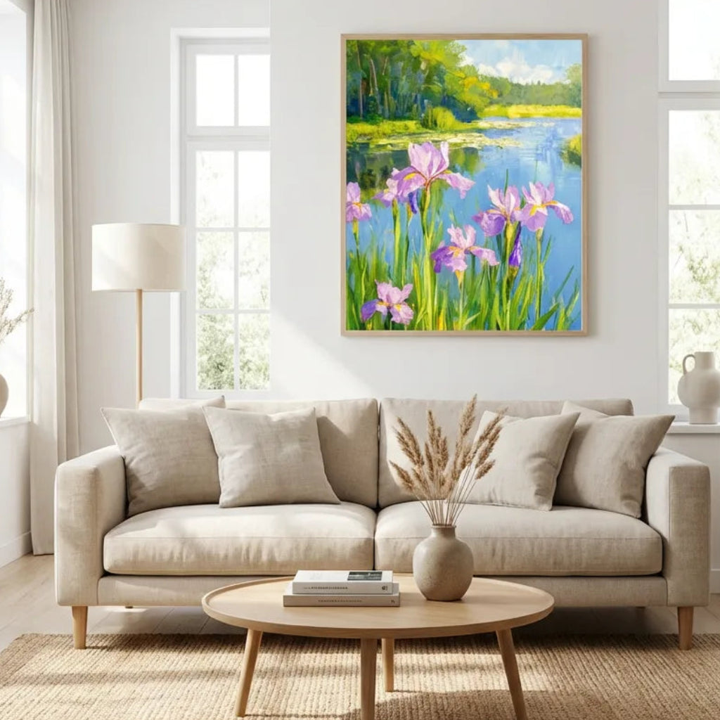 Purple Iris Lakeside Painting AA#0249