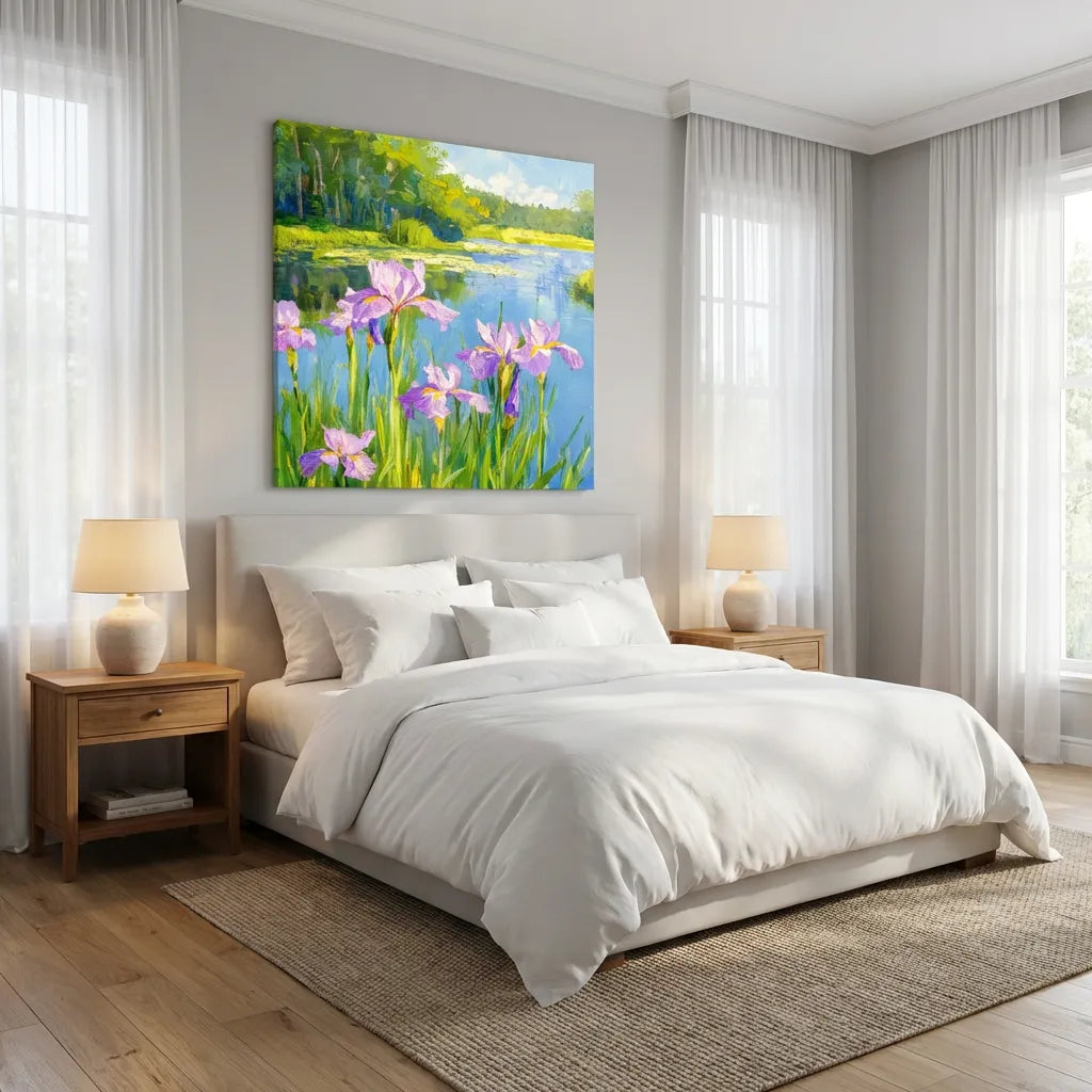 Purple Iris Lakeside Painting AA#0249
