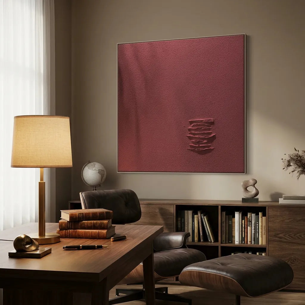 Red Minimalist Relief Print for Modern Luxury Home Office YY#1505